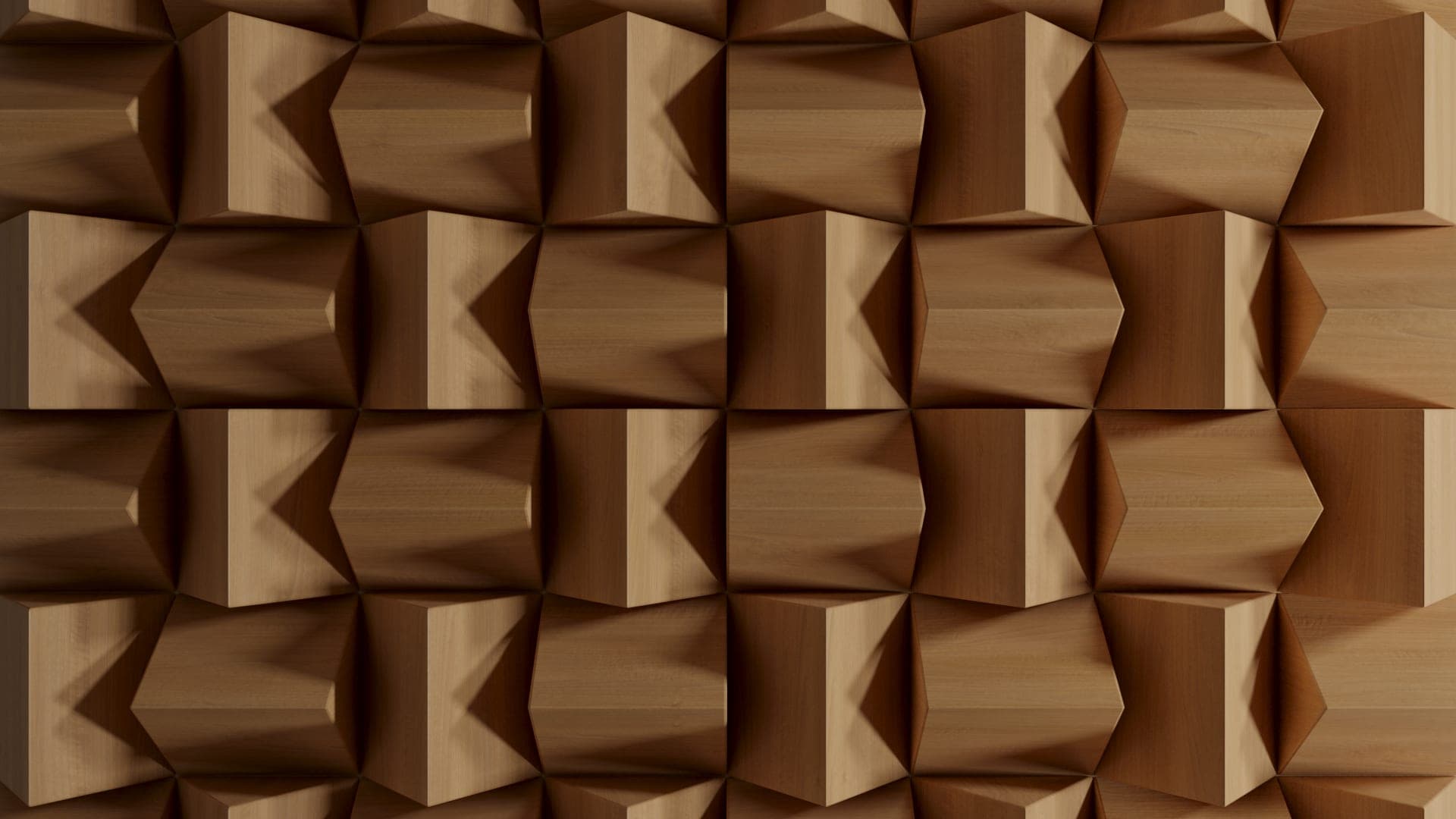 Faceted oak wall panelling, rendered as a repeating tile
